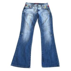 REMINISCENCE Address Jeans Embroidered Vintage Wide Leg Women's Size 12